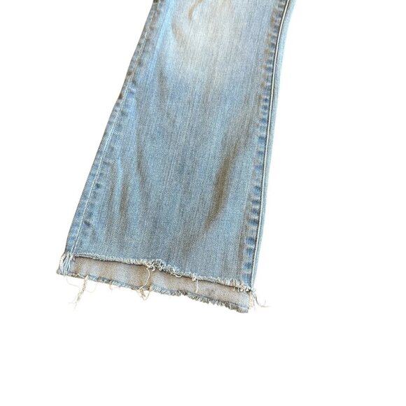 Madewell Cai Demi-Boot Cut Jeans Pants Light Wash High Low Raw Hem Size 26 Women - Picture 3 of 13
